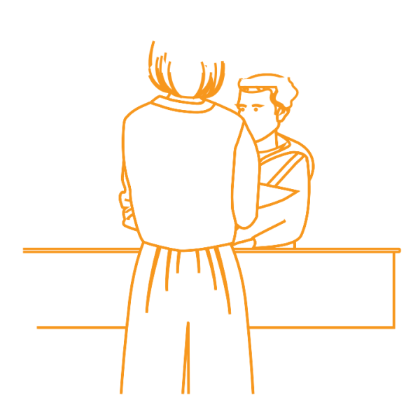 Illustration d'une personne au guichet